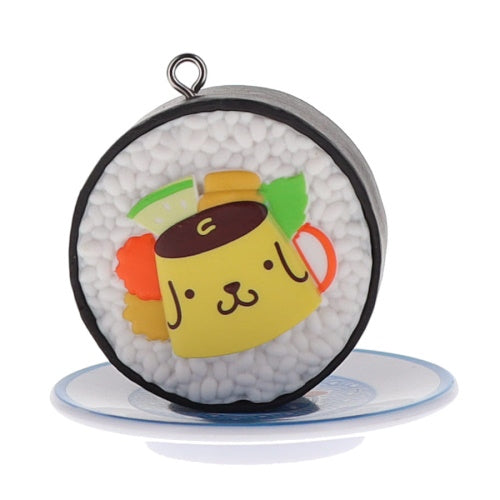 Sanrio Characters Sushi With Plate Mascot IP4 1.5-Inch Key Chain