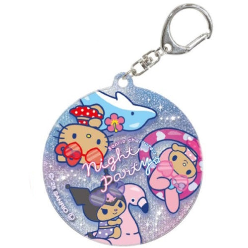 Sanrio Characters Night Party Glitter Key Chain Series Kamio Japan 2-Inch Key Chain