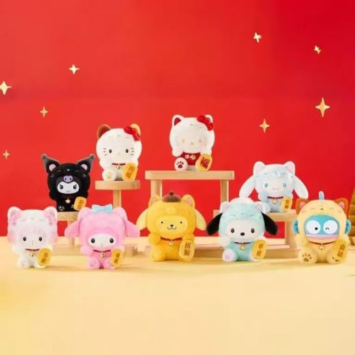 Sanrio Characters Maneki Neko Lucky Cat Plush Pendant Toptoy 3-Inch Plush Doll
