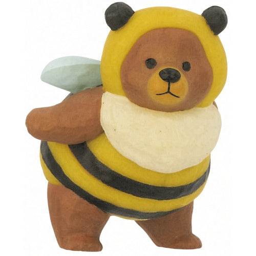 Wood Carved Honeybee Bear Mascot Series Toys Cabin 1.5-Inch Key Chain