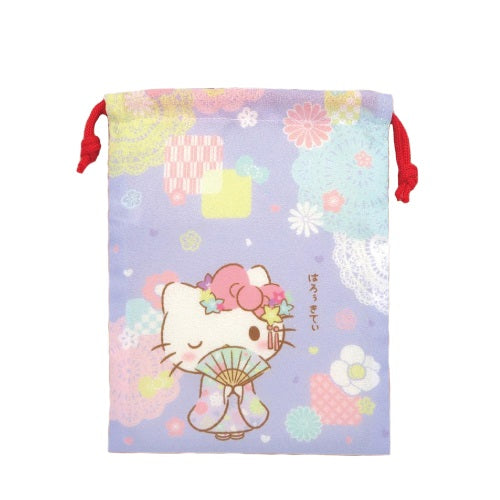Sanrio Hello Kitty Japanese Pattern Drawstring Pouch Vol. 02 Yumeya 5-Inch Collectible Toy